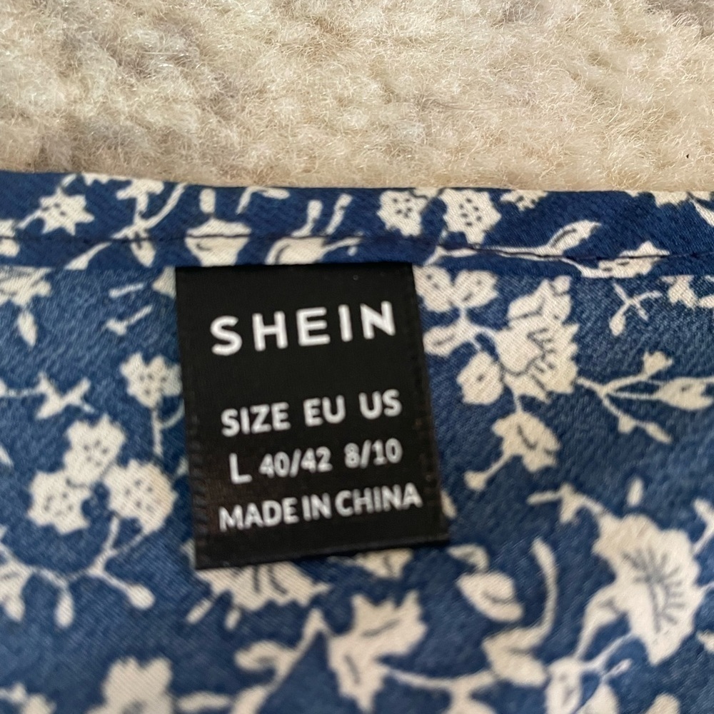 Shein One Shoulder blue and white floral dress NWOT - Picture 6 of 6